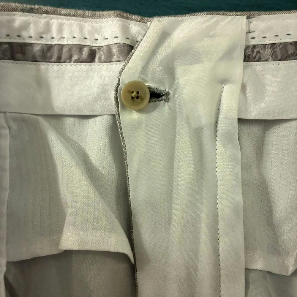 Joseph Abboud Linen Dress Pants Mens 44x32 Grey n Slim Fit Trousers Coastal